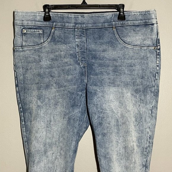 Luxe Women Skinny Jeans Crop Pantacourt Size 2X 20/22 Elastic 4 Way Stretch Blue - Picture 4 of 10